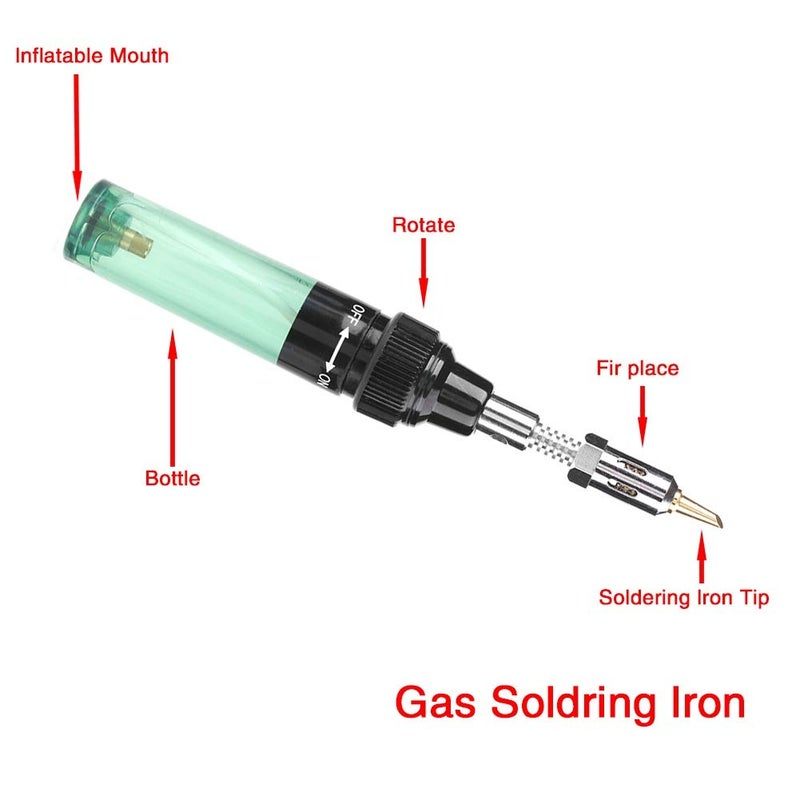 Jadeshay Cordless Butane Gas Soldering Iron Gun & Welding Pen Tool, 1300â„ƒ(2372â„‰) Handy Torch for Precision Electronics Soldering (Green) - Image 5